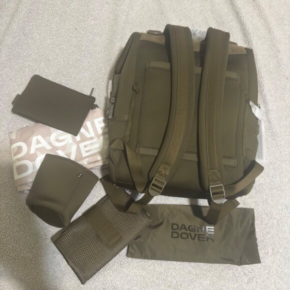 Dagne Dover Indi Olive Green Neoprene Diaper Backpack With Changing Mat NWOT - Picture 9 of 13
